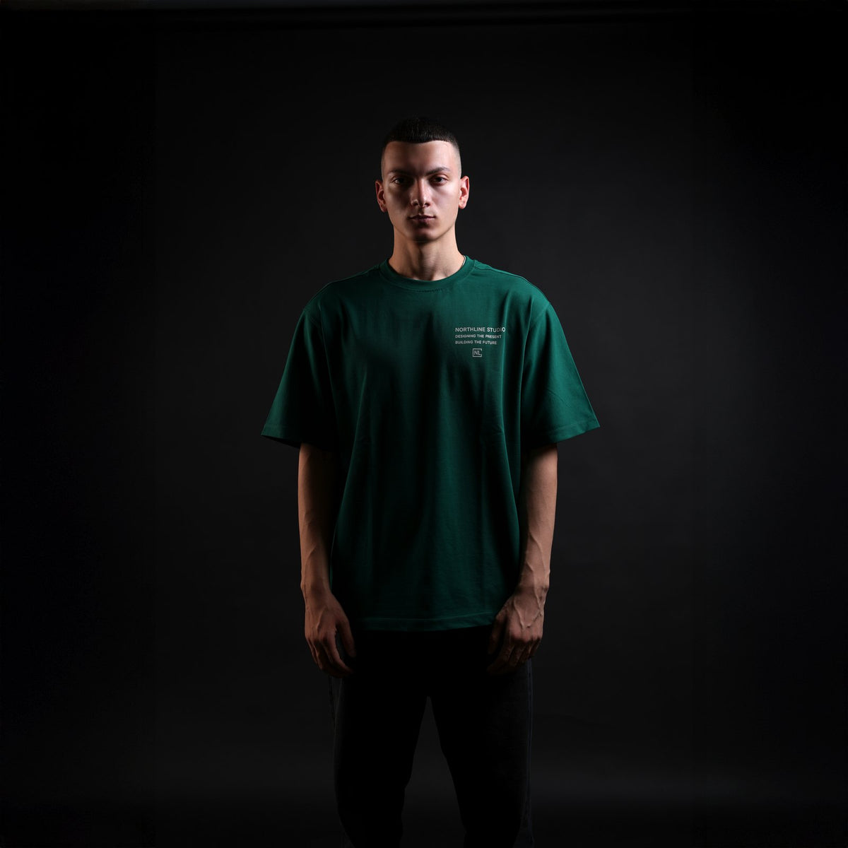Northline Restructured Thinking Tee green, full front