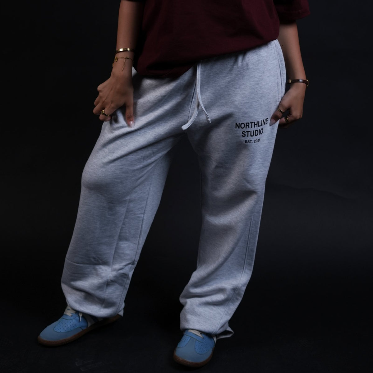 Northline Grey Wide Leg Sweatpants, view 1