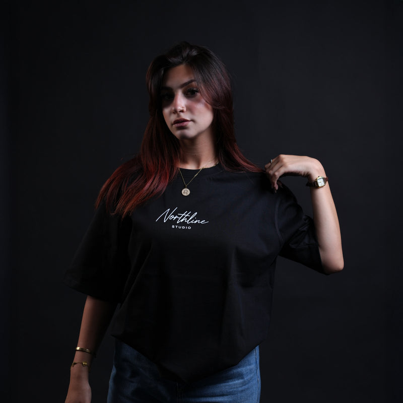 Northline Script Studio Tee Black Boxy Fit, view 1