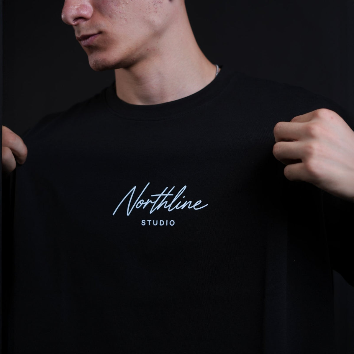 Northline Script Studio Tee Black Boxy Fit, view 2