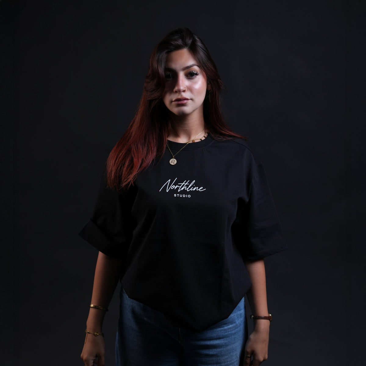 Northline Script Studio Tee Black Boxy Fit, view 3